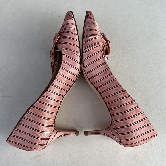 ANN TAYLOR | Pink Candy Stripe Pointy Toes Kitten Heel Pumps - Picture 5 of 9